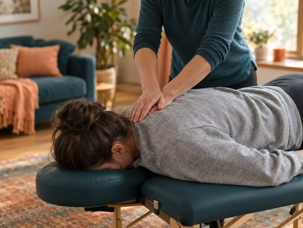 Rückenbehandlung im Wohnzimmer